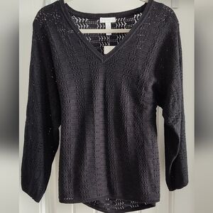 Charter Club v-Neck Black Sweater With Attached Tank Size M